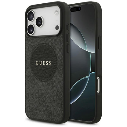 Калъф MagSafe за Apple iPhone 17 Pro, Guess, 4G Circle Classic Logo, Черен