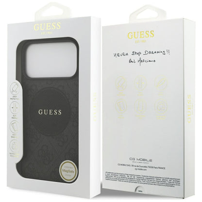Калъф MagSafe за Apple iPhone 17 Pro, Guess, 4G Circle Classic Logo, Черен