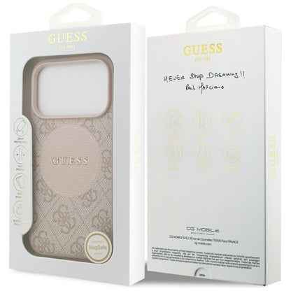 Калъф MagSafe за Apple iPhone 17 Pro, Guess, 4G Circle Classic Logo, Розов