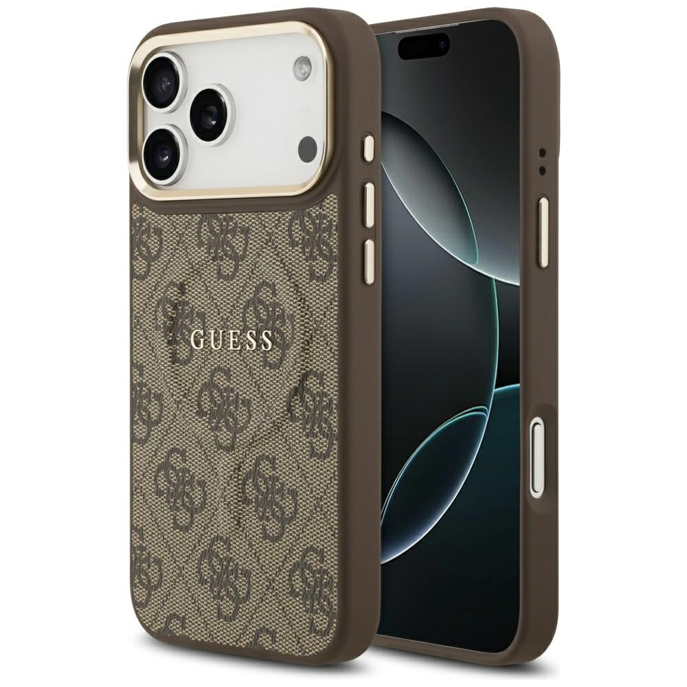Калъф MagSafe за Apple iPhone 17 Pro, Guess, 4G Classic, Кафяв