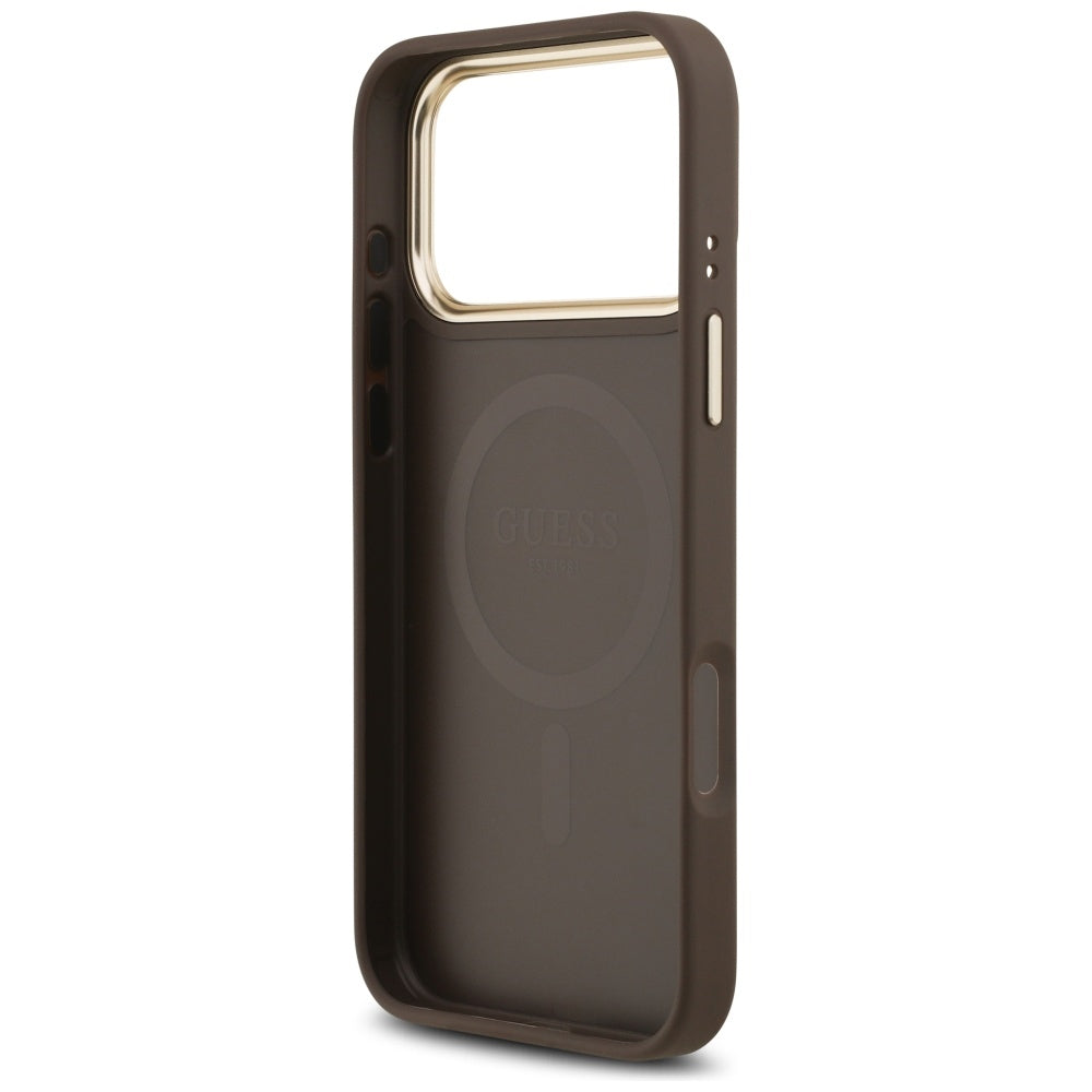 Калъф MagSafe за Apple iPhone 17 Pro, Guess, 4G Classic, Кафяв