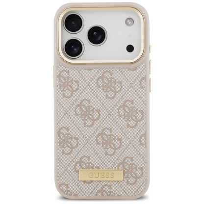 Калъф MagSafe за Apple iPhone 17 Pro, Guess, 4G Logo Plate, Розов