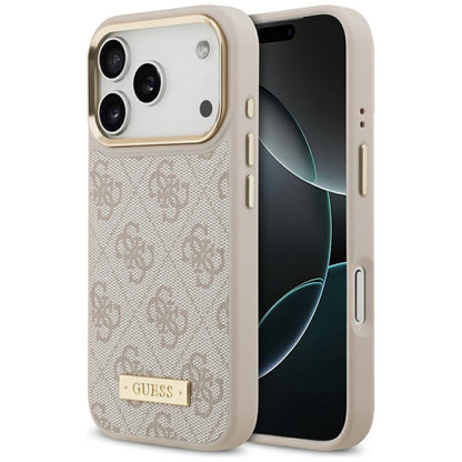 Калъф MagSafe за Apple iPhone 17 Pro, Guess, 4G Logo Plate, Розов
