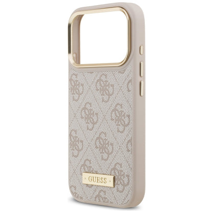 Калъф MagSafe за Apple iPhone 17 Pro, Guess, 4G Logo Plate, Розов