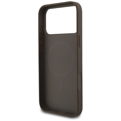 Калъф MagSafe за Apple iPhone 17 Pro, Guess, 4G Ring Classic Logo, Кафяв