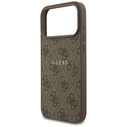 Калъф MagSafe за Apple iPhone 17 Pro, Guess, 4G Ring Classic Logo, Кафяв