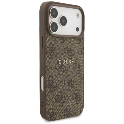 Калъф MagSafe за Apple iPhone 17 Pro, Guess, 4G Ring Classic Logo, Кафяв
