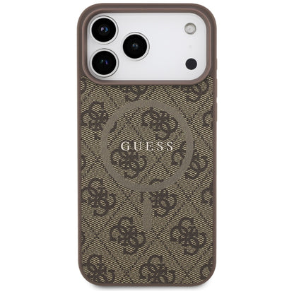 Калъф MagSafe за Apple iPhone 17 Pro, Guess, 4G Ring Classic Logo, Кафяв