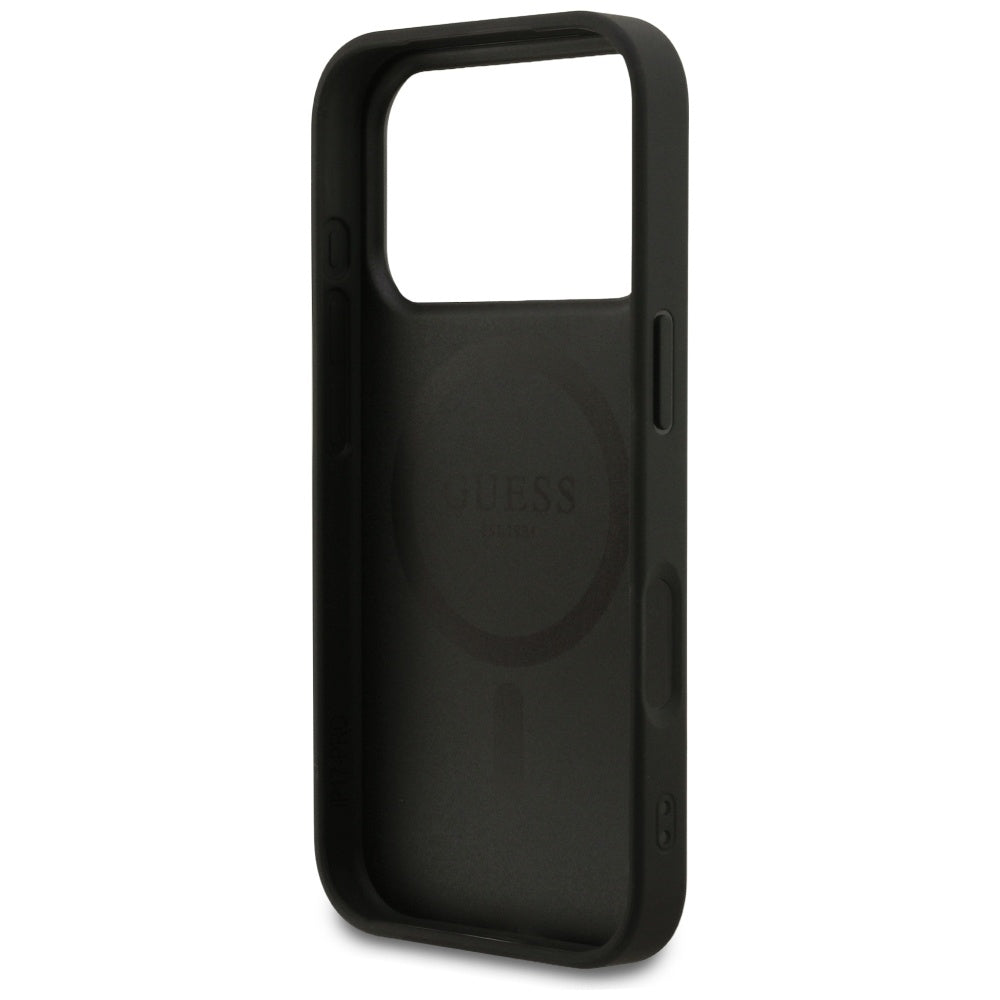Калъф MagSafe за Apple iPhone 17 Pro, Guess, 4G Ring Classic Logo, Черен