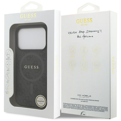 Калъф MagSafe за Apple iPhone 17 Pro, Guess, 4G Ring Classic Logo, Черен