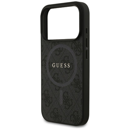 Калъф MagSafe за Apple iPhone 17 Pro, Guess, 4G Ring Classic Logo, Черен