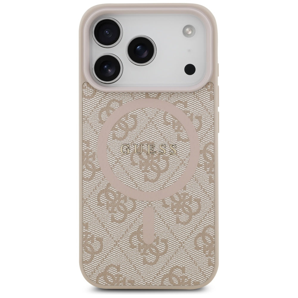 Калъф MagSafe за Apple iPhone 17 Pro, Guess, 4G Ring Classic Logo, Розов