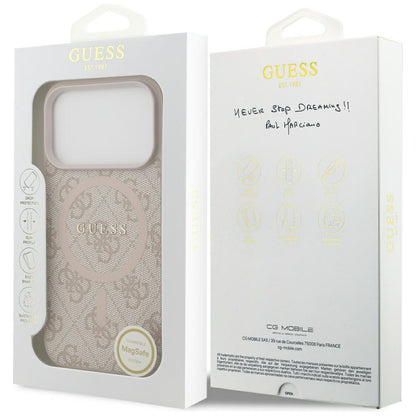 Калъф MagSafe за Apple iPhone 17 Pro, Guess, 4G Ring Classic Logo, Розов