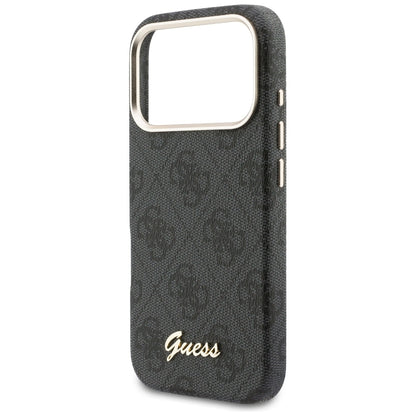 Калъф MagSafe за Apple iPhone 17 Pro, Guess, 4G Script Logo, Черен