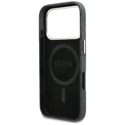 Калъф MagSafe за Apple iPhone 17 Pro, Guess, 4G Script Logo, Черен