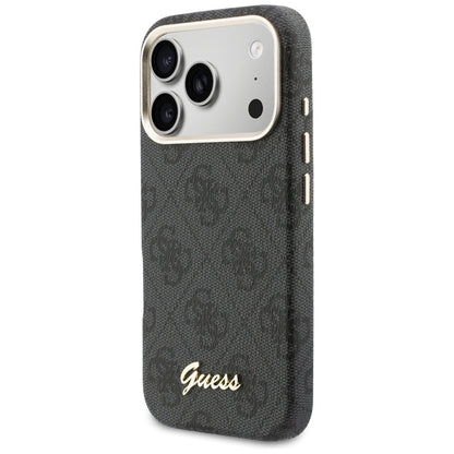 Калъф MagSafe за Apple iPhone 17 Pro, Guess, 4G Script Logo, Черен
