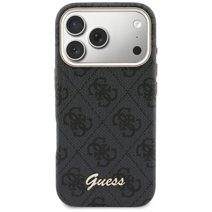 Калъф MagSafe за Apple iPhone 17 Pro, Guess, 4G Script Logo, Черен