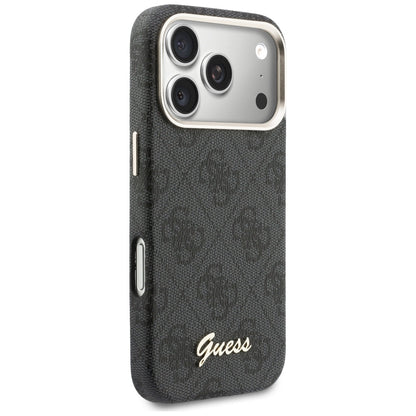 Калъф MagSafe за Apple iPhone 17 Pro, Guess, 4G Script Logo, Черен