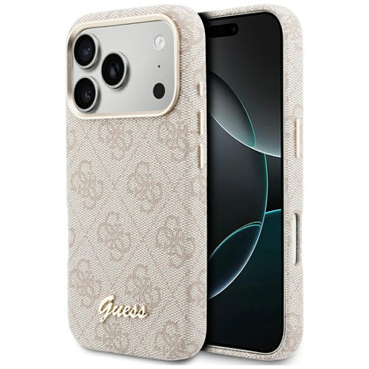 Калъф MagSafe за Apple iPhone 17 Pro, Guess, 4G Script Logo, Розов