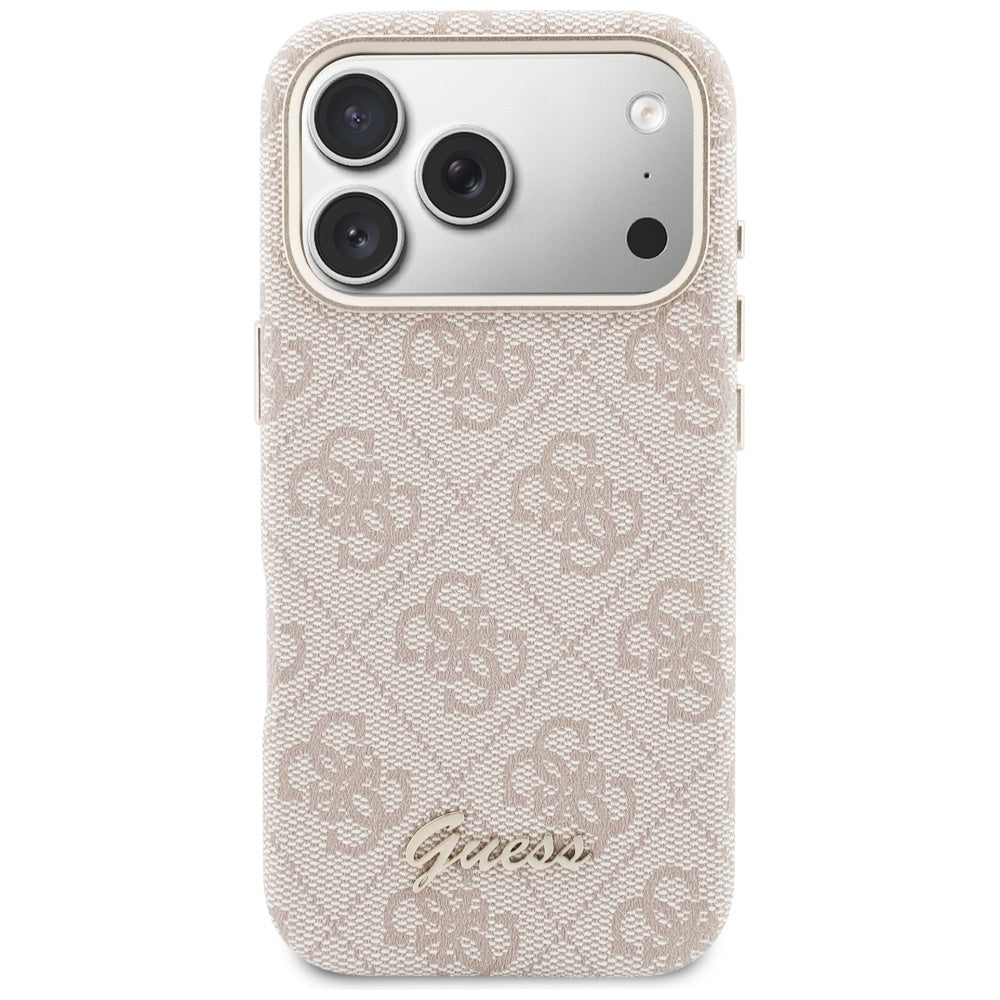 Калъф MagSafe за Apple iPhone 17 Pro, Guess, 4G Script Logo, Розов