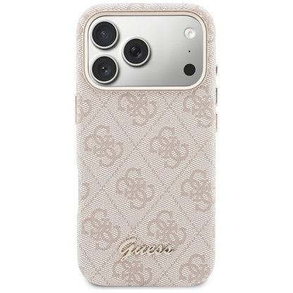 Калъф MagSafe за Apple iPhone 17 Pro, Guess, 4G Script Logo, Розов