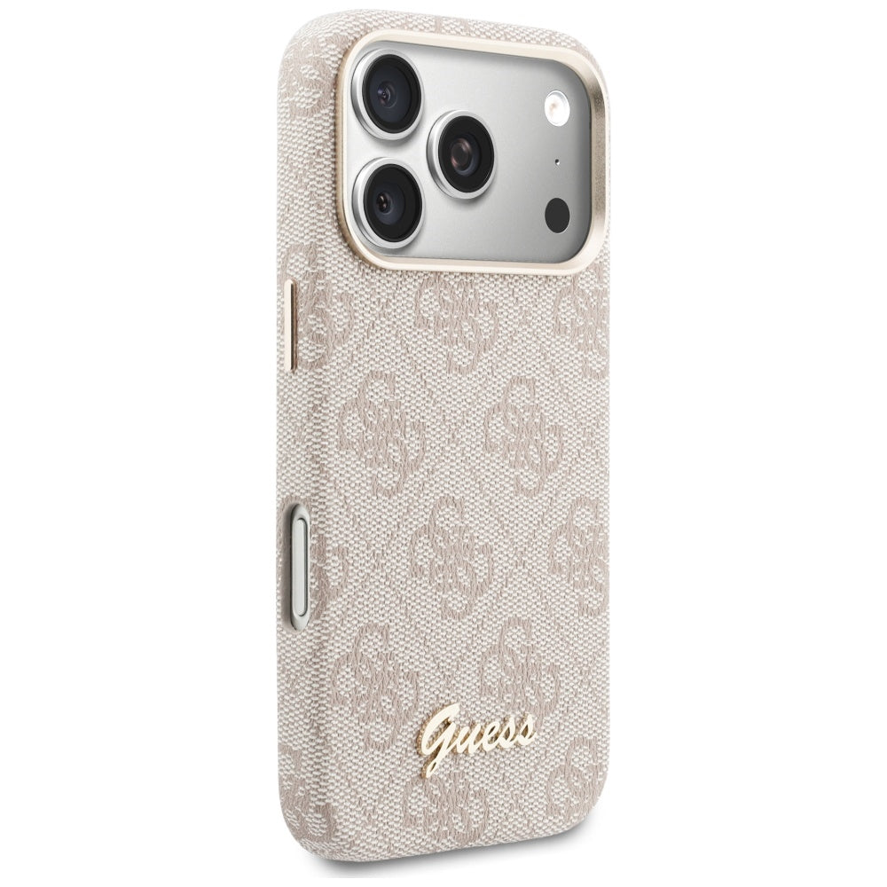 Калъф MagSafe за Apple iPhone 17 Pro, Guess, 4G Script Logo, Розов
