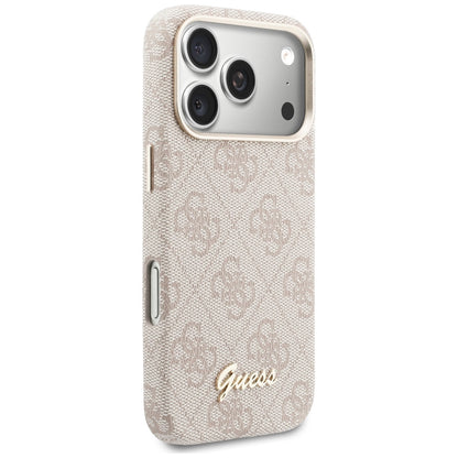 Калъф MagSafe за Apple iPhone 17 Pro, Guess, 4G Script Logo, Розов
