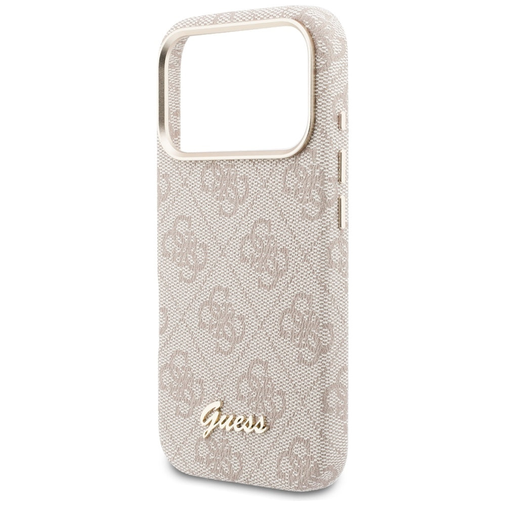 Калъф MagSafe за Apple iPhone 17 Pro, Guess, 4G Script Logo, Розов