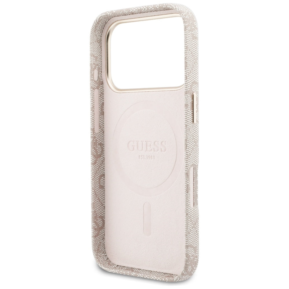 Калъф MagSafe за Apple iPhone 17 Pro, Guess, 4G Script Logo, Розов