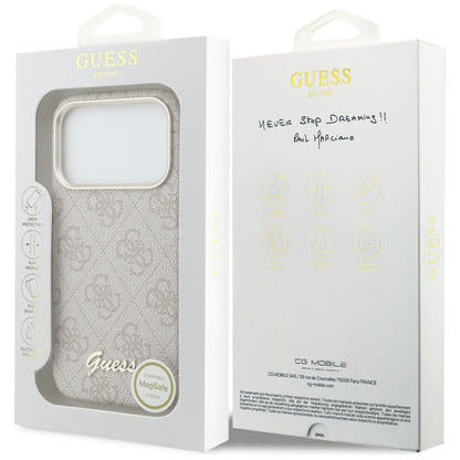 Калъф MagSafe за Apple iPhone 17 Pro, Guess, 4G Script Logo, Розов