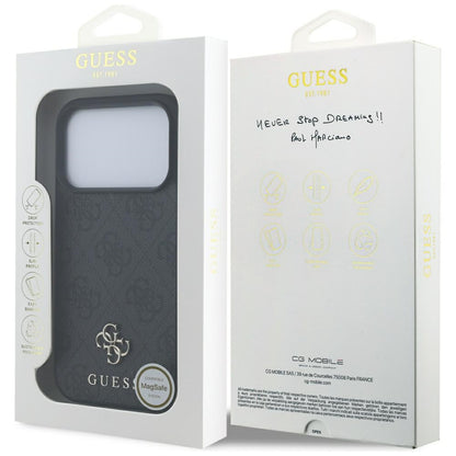 Калъф MagSafe за Apple iPhone 17 Pro, Guess, 4G Small and Classic Logo, Черен