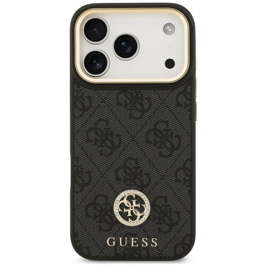 Калъф MagSafe за Apple iPhone 17 Pro, Guess, 4G Strass Logo, Черен