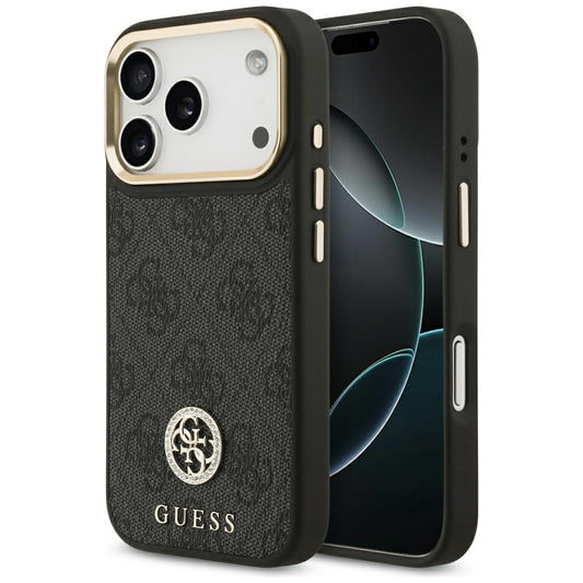 Калъф MagSafe за Apple iPhone 17 Pro, Guess, 4G Strass Logo, Черен