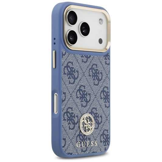 Калъф MagSafe за Apple iPhone 17 Pro, Guess, 4G Strass Logo with Big Strap, Син