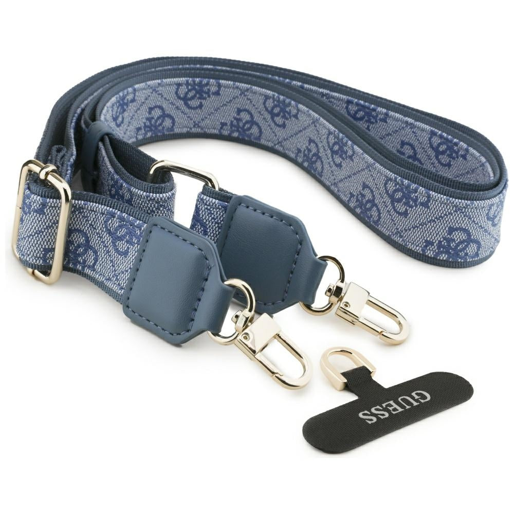 Калъф MagSafe за Apple iPhone 17 Pro, Guess, 4G Strass Logo with Big Strap, Син