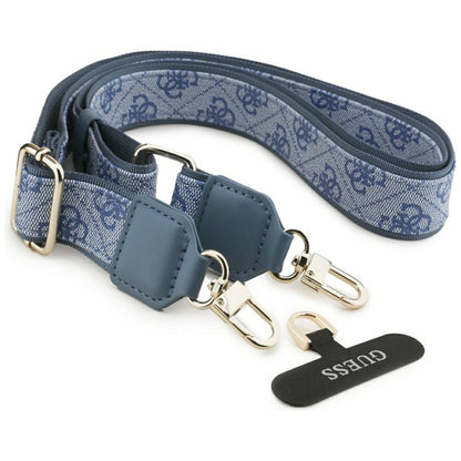 Калъф MagSafe за Apple iPhone 17 Pro, Guess, 4G Strass Logo with Big Strap, Син