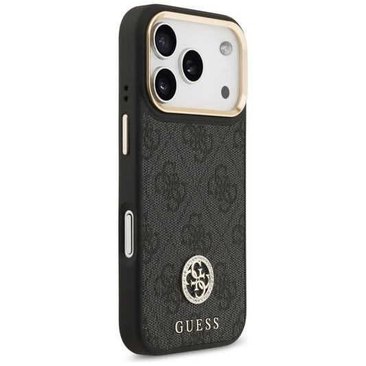 Калъф MagSafe за Apple iPhone 17 Pro, Guess, 4G Strass Logo with Big Strap, Черен
