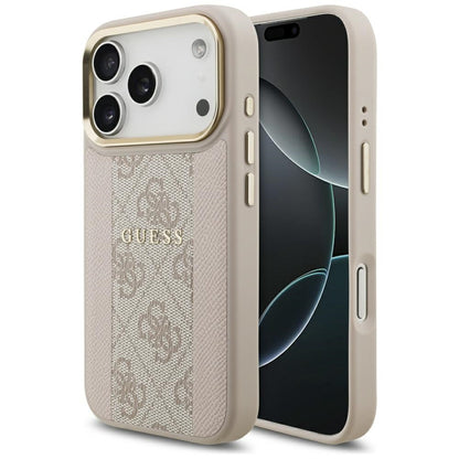 Калъф MagSafe за Apple iPhone 17 Pro, Guess, 4G Stripe, Розов