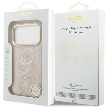 Калъф MagSafe за Apple iPhone 17 Pro, Guess, 4G Stripe, Розов