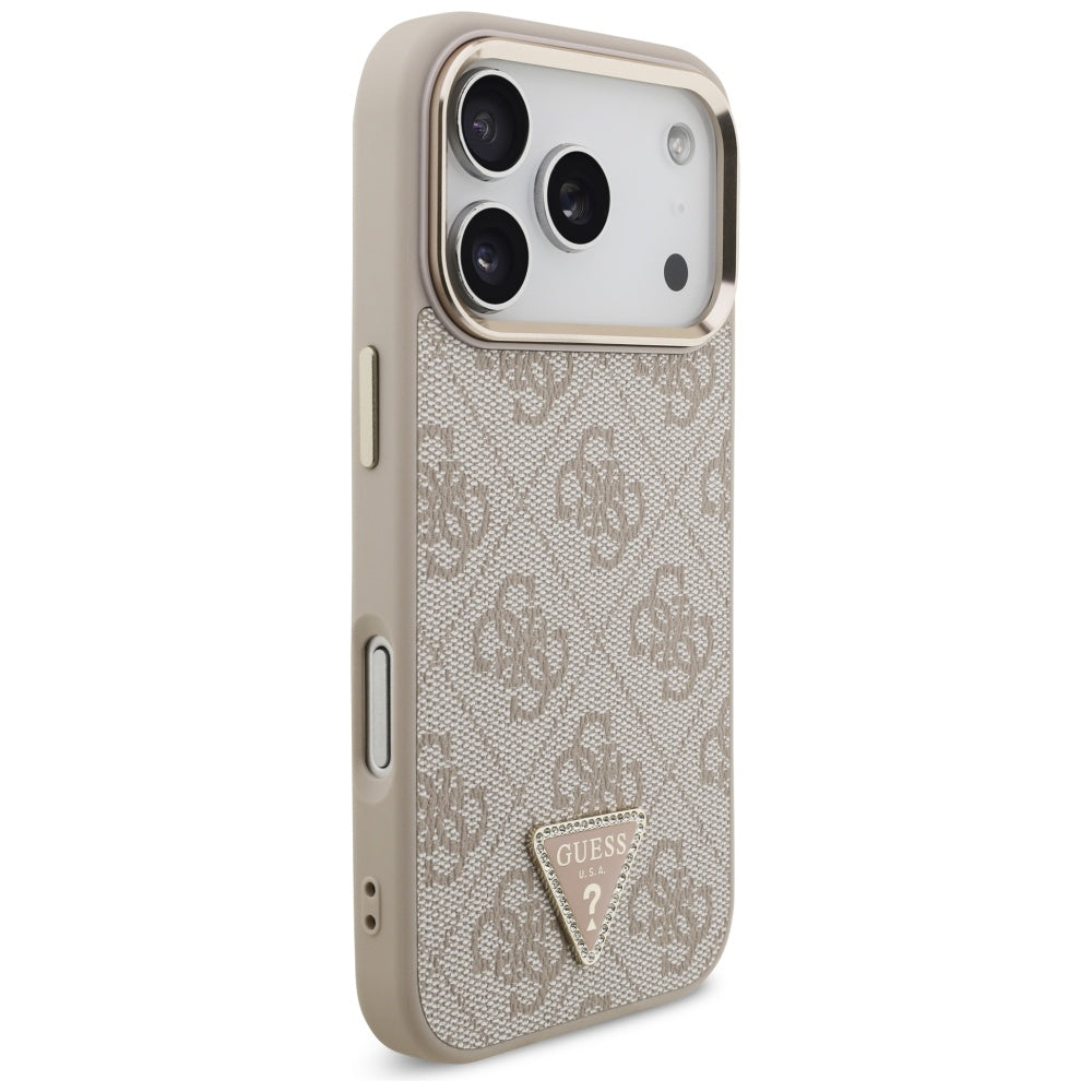 Калъф MagSafe за Apple iPhone 17 Pro, Guess, 4G Triangle Logo, Розово Злато