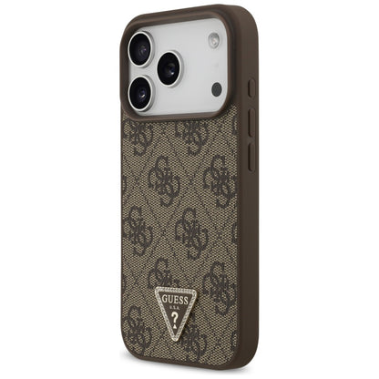 Калъф MagSafe за Apple iPhone 17 Pro, Guess, 4G Triangle Strass, Кафяв