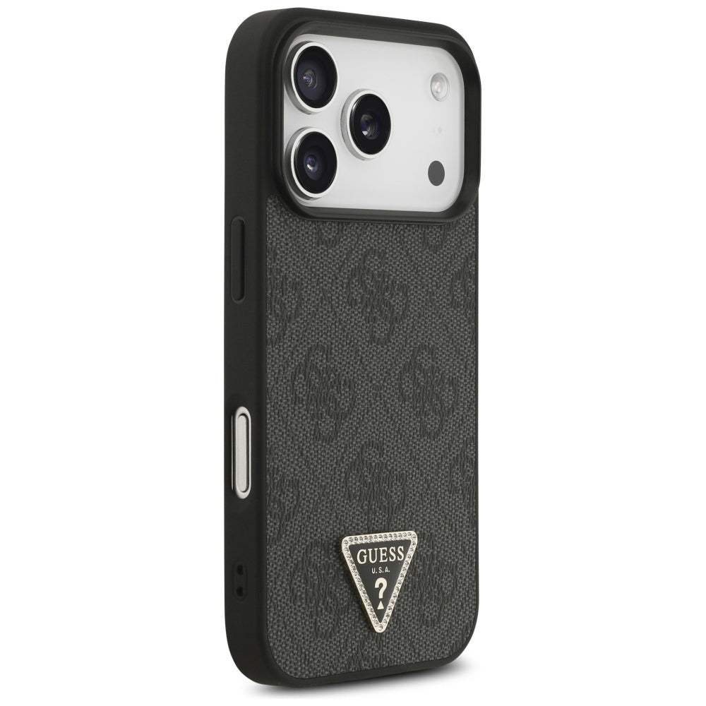 Калъф MagSafe за Apple iPhone 17 Pro, Guess, 4G Triangle Strass, Черен