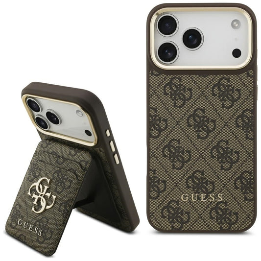 Калъф MagSafe за Apple iPhone 17 Pro, Guess, Cardslot 4G, Кафяв