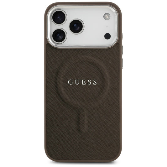 Калъф MagSafe за Apple iPhone 17 Pro, Guess, Classic Logo, Кафяв
