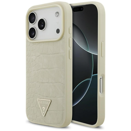 Калъф MagSafe за Apple iPhone 17 Pro, Guess, Croco Triangle Logo, Златист