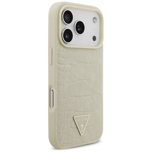 Калъф MagSafe за Apple iPhone 17 Pro, Guess, Croco Triangle Logo, Златист