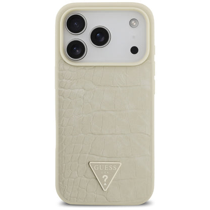 Калъф MagSafe за Apple iPhone 17 Pro, Guess, Croco Triangle Logo, Златист