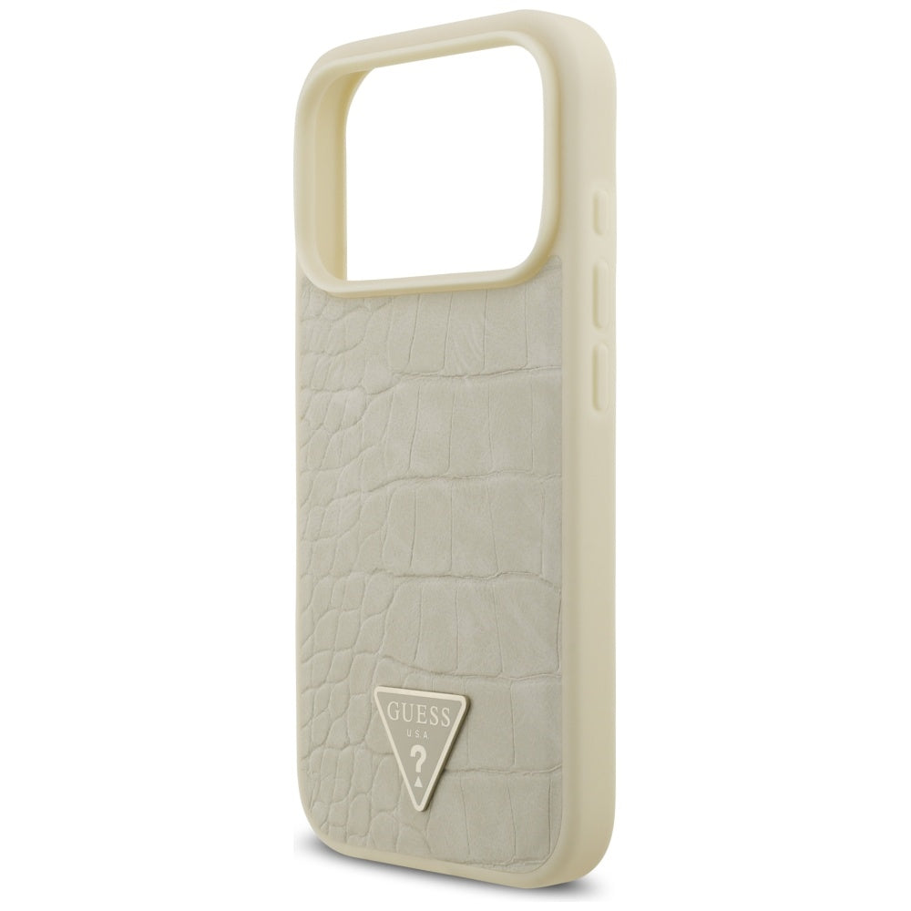 Калъф MagSafe за Apple iPhone 17 Pro, Guess, Croco Triangle Logo, Златист