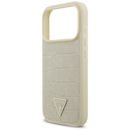 Калъф MagSafe за Apple iPhone 17 Pro, Guess, Croco Triangle Logo, Златист