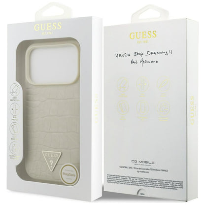 Калъф MagSafe за Apple iPhone 17 Pro, Guess, Croco Triangle Logo, Златист